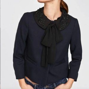 NWT Zara Navy Black blazer with collar